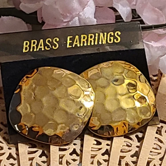 Brass Earrings for sale today gold tone - Picture 3 of 14